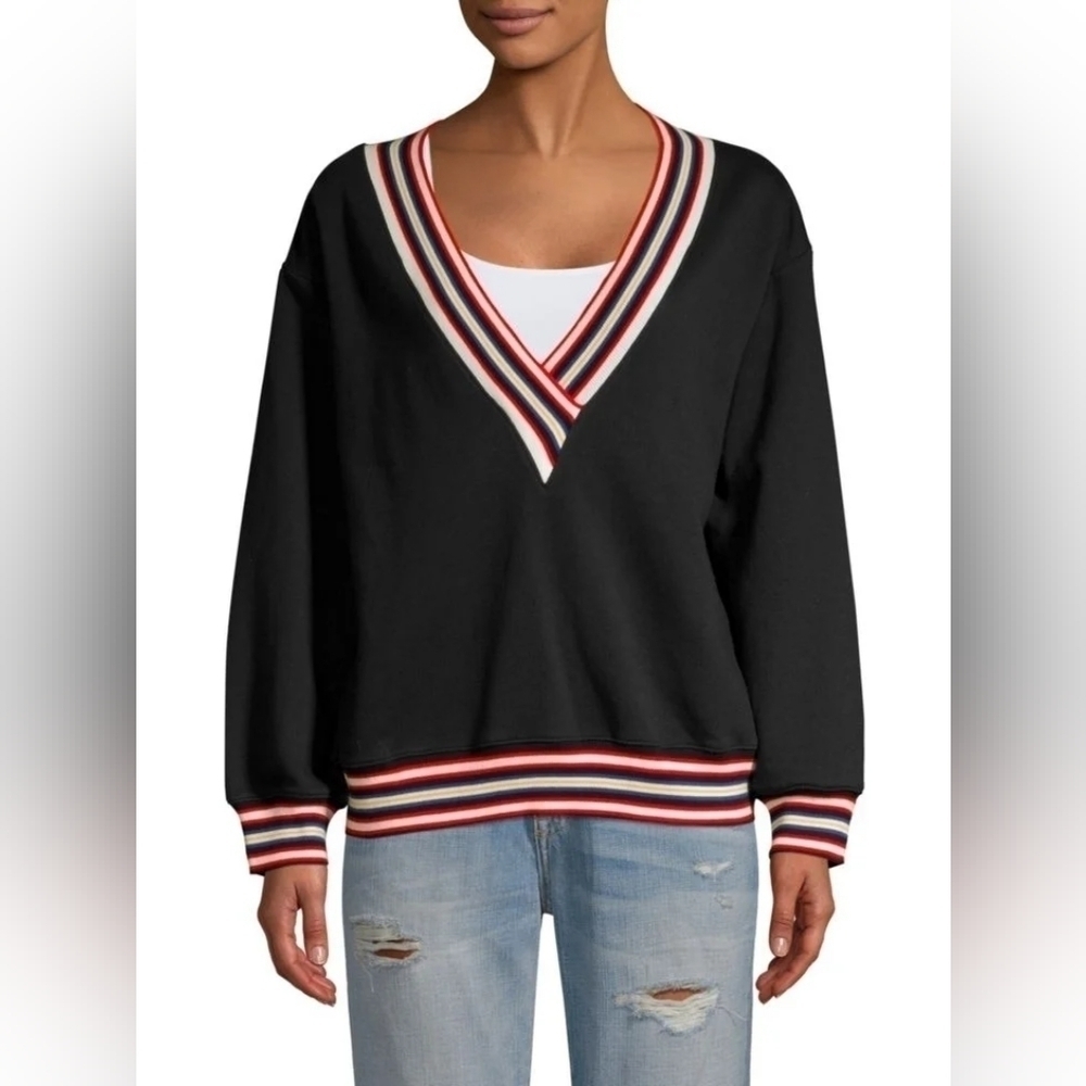 Rebecca Minkoff Women's Red striped and black sweater size Xs.